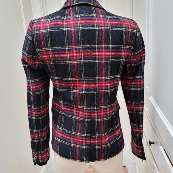 New J.Crew Wool-blend schoolboy blazer Black Tartan Plaid - Picture 9 of 12